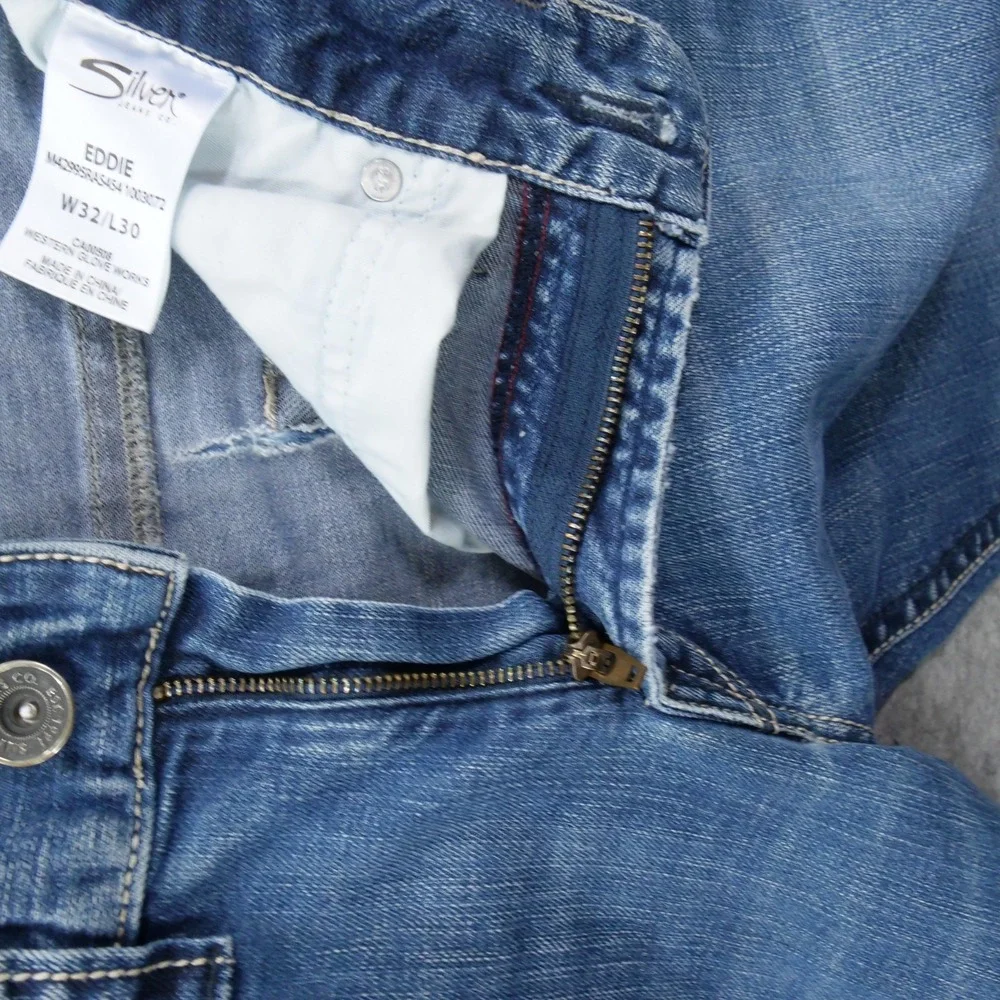 Silver Jeans Mens 32 Blue Eddie Straight Leg Mid Rise Zip Fly Denim